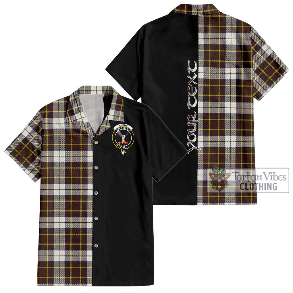 Burns Battalion Weathered Tartan Short Sleeve Button Shirt with Family Crest and Half Of Me Style Kid - Tartanvibesclothing Shop