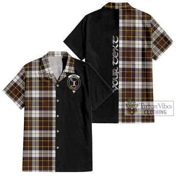 Burns Battalion Weathered Tartan Short Sleeve Button Shirt with Family Crest and Half Of Me Style