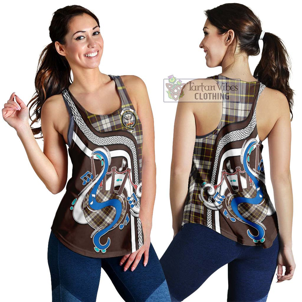 Burns Battalion Weathered Tartan Women's Racerback Tanks with Epic Bagpipe Style 4XL - Tartanvibesclothing Shop