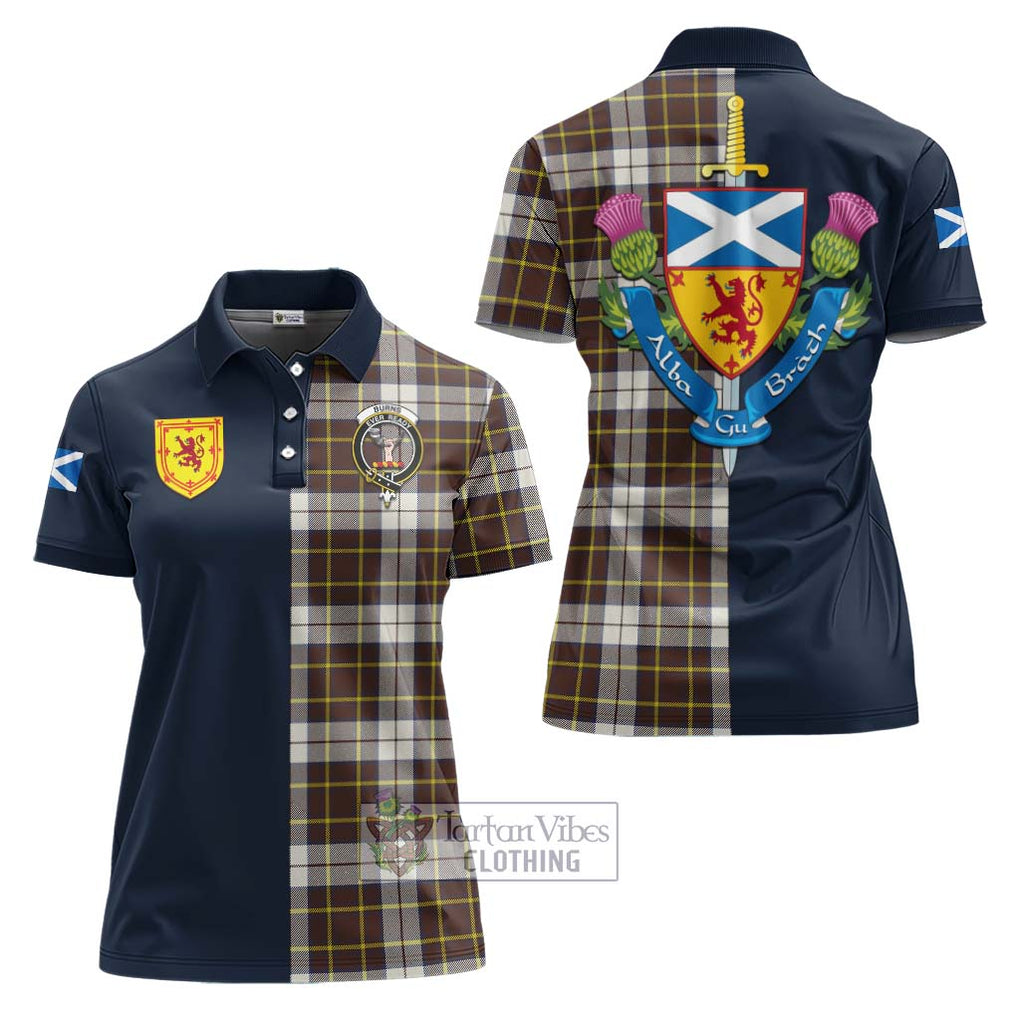 Tartan Vibes Clothing Burns Battalion Weathered Tartan Women's Polo Shirt with Scottish Lion Royal Arm Half Style