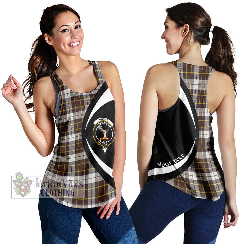 Burns Battalion Weathered Tartan Women's Racerback Tanks with Family Crest Circle Style 4XL - Tartan Vibes Clothing