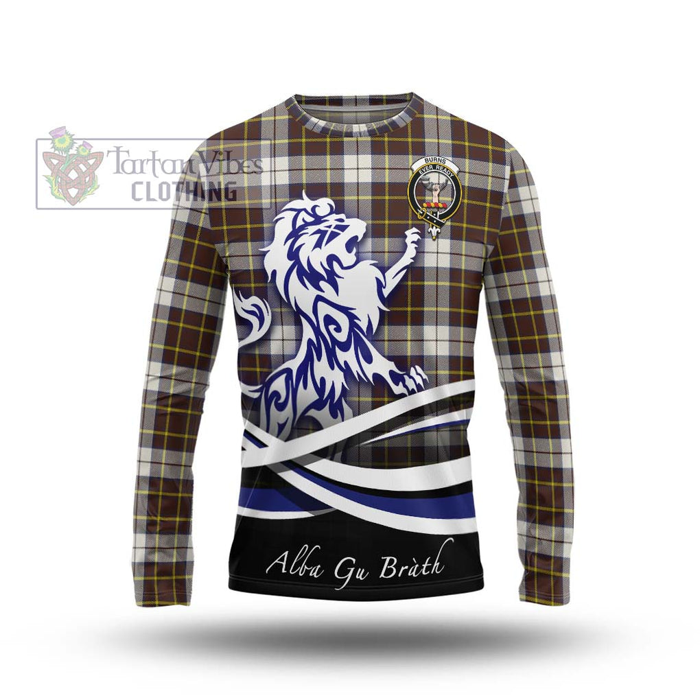 Burns Battalion Weathered Tartan Long Sleeve T-Shirt with Alba Gu Brath Regal Lion Emblem Unisex - Tartanvibesclothing Shop