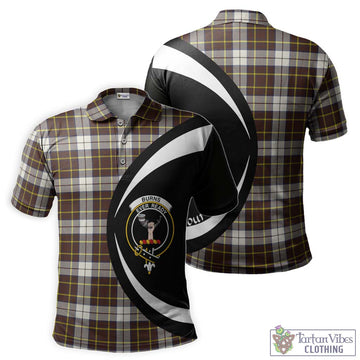 Burns Battalion Weathered Tartan Men's Polo Shirt with Family Crest Circle Style