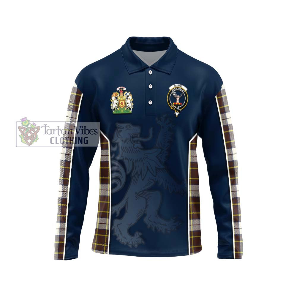 Burns Battalion Weathered Tartan Long Sleeve Polo Shirt with Family Crest and Lion Rampant Vibes Sport Style Unisex - Tartan Vibes Clothing