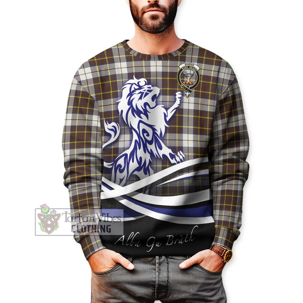 Burns Battalion Weathered Tartan Sweatshirt with Alba Gu Brath Regal Lion Emblem Unisex - Tartanvibesclothing Shop