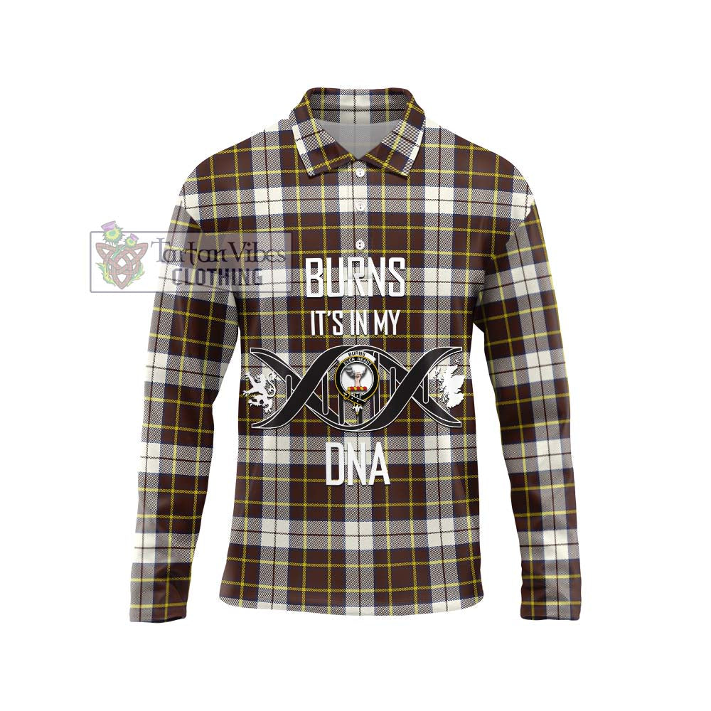 Burns Battalion Weathered Tartan Long Sleeve Polo Shirt with Family Crest DNA In Me Style Unisex - Tartanvibesclothing Shop