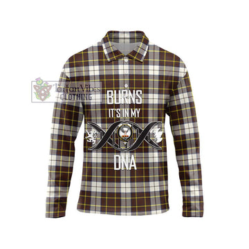 Burns Battalion Weathered Tartan Long Sleeve Polo Shirt with Family Crest DNA In Me Style