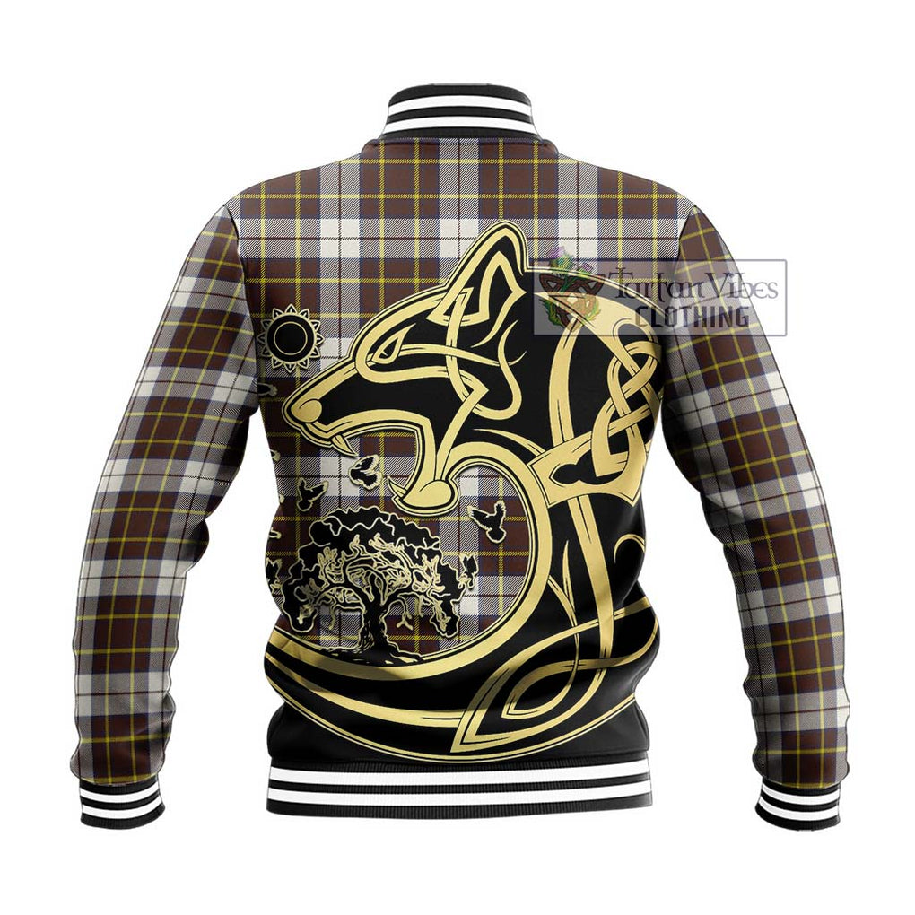 Burns Battalion Weathered Tartan Baseball Jacket with Family Crest Celtic Wolf Style - Tartan Vibes Clothing