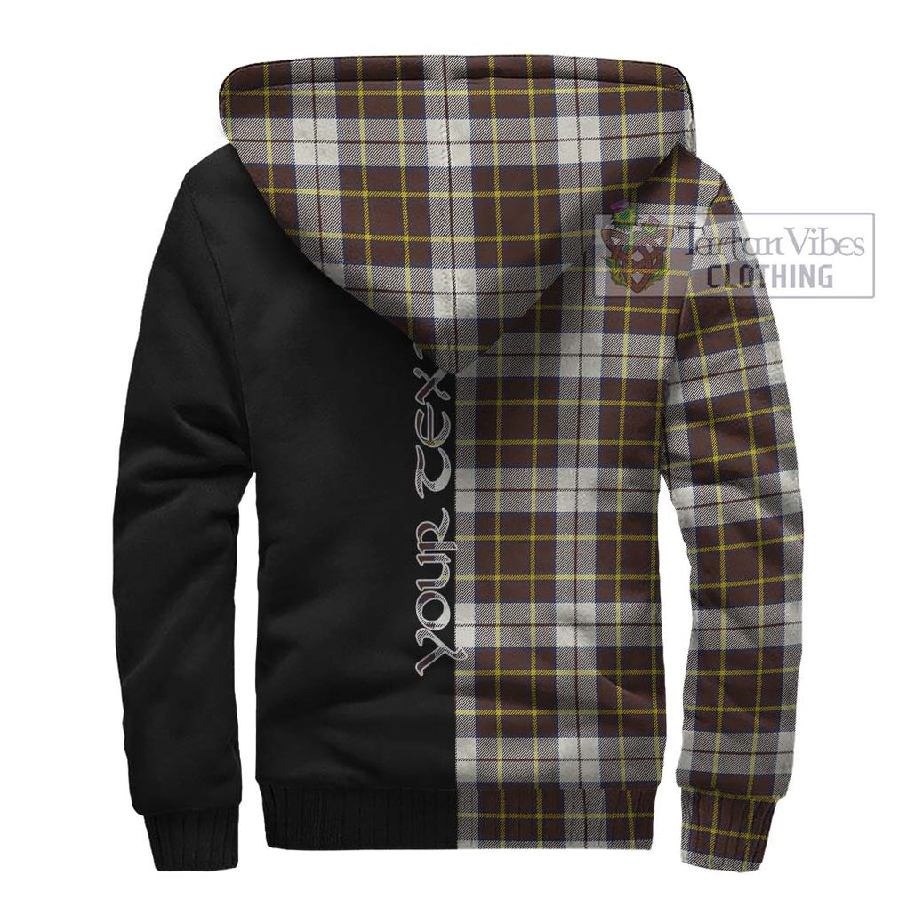 Burns Battalion Weathered Tartan Sherpa Hoodie with Family Crest and Half Of Me Style - Tartanvibesclothing Shop