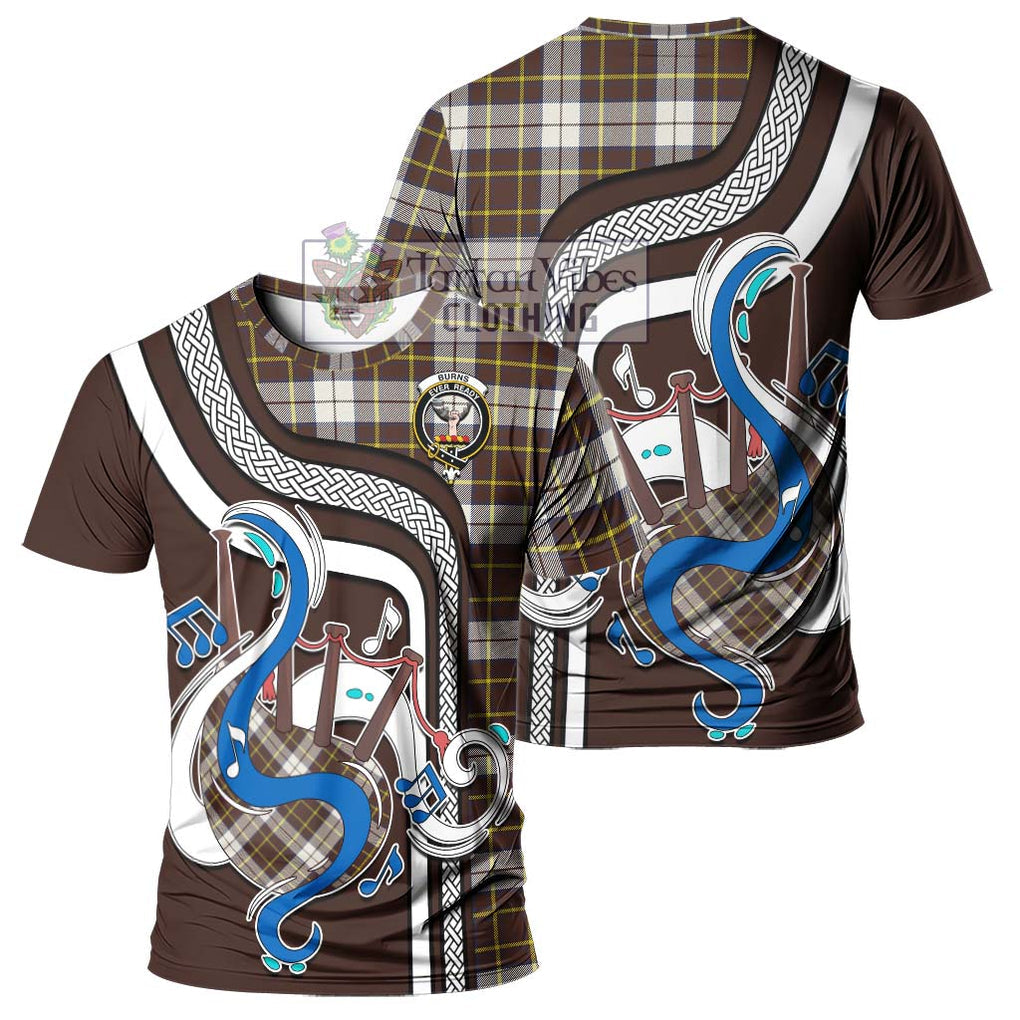 Burns Battalion Weathered Tartan T-Shirt with Epic Bagpipe Style - Tartanvibesclothing Shop