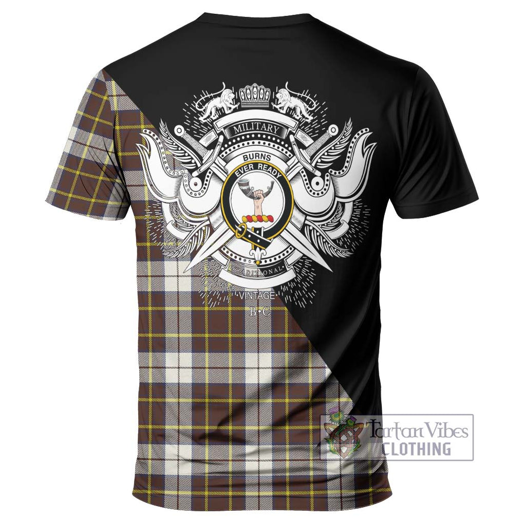 Burns Battalion Weathered Tartan T-Shirt with Family Crest and Military Logo Style - Tartanvibesclothing Shop