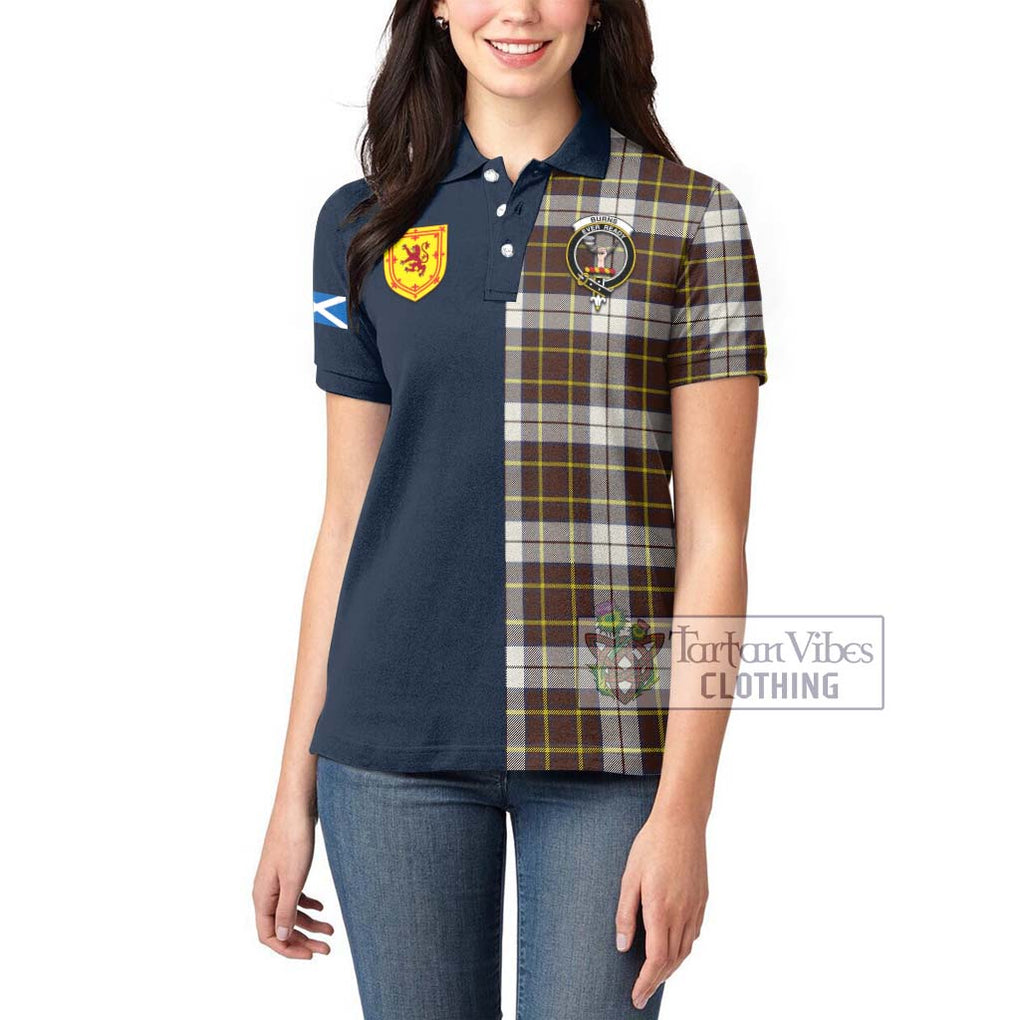 Tartan Vibes Clothing Burns Battalion Weathered Tartan Women's Polo Shirt with Scottish Lion Royal Arm Half Style