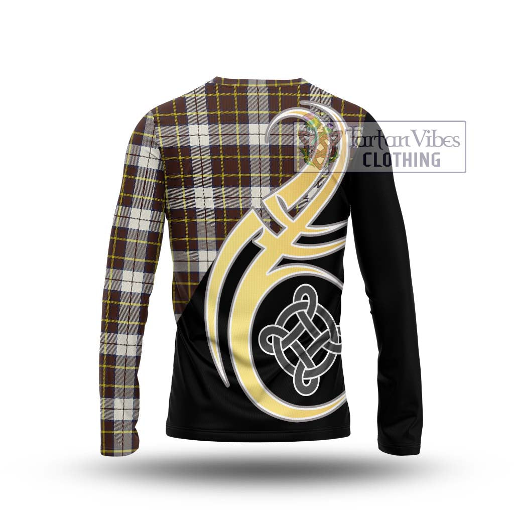 Burns Battalion Weathered Tartan Long Sleeve T-Shirt with Family Crest and Celtic Symbol Style - Tartan Vibes Clothing