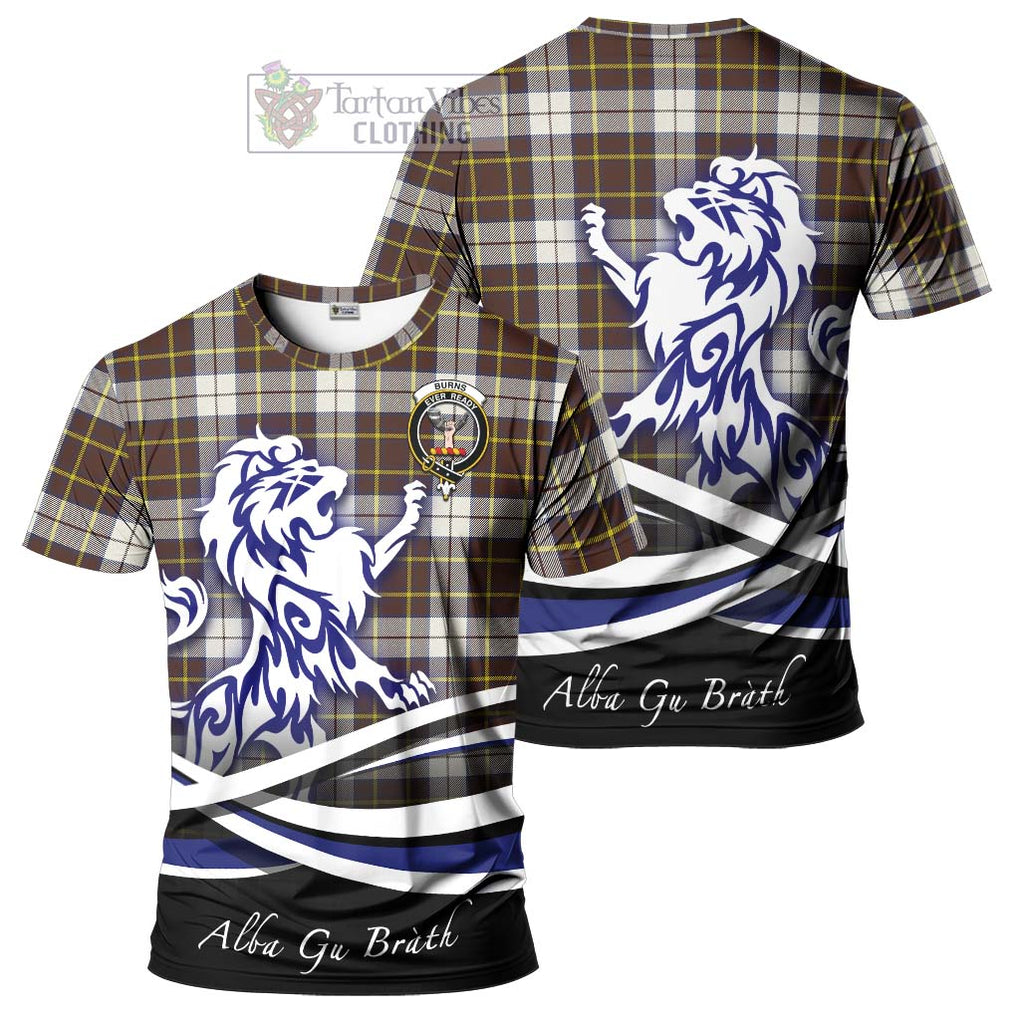 Tartan Vibes Clothing Burns Battalion Weathered Tartan Cotton T-shirt with Alba Gu Brath Regal Lion Emblem