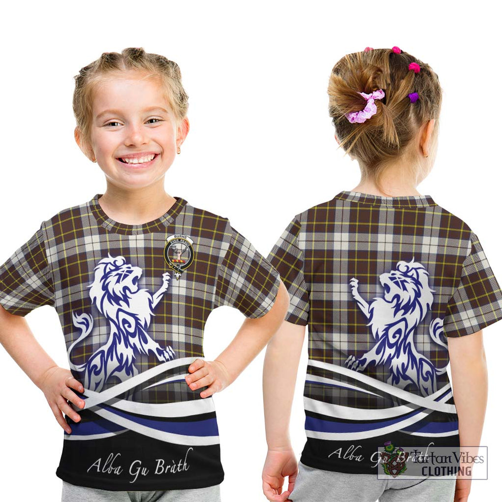 Burns Battalion Weathered Tartan Kid T-Shirt with Alba Gu Brath Regal Lion Emblem - Tartanvibesclothing Shop