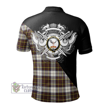 Burns Battalion Weathered Tartan Polo Shirt with Family Crest and Military Logo Style