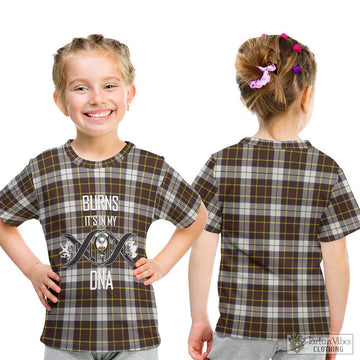 Burns Battalion Weathered Tartan Kid T-Shirt with Family Crest DNA In Me Style