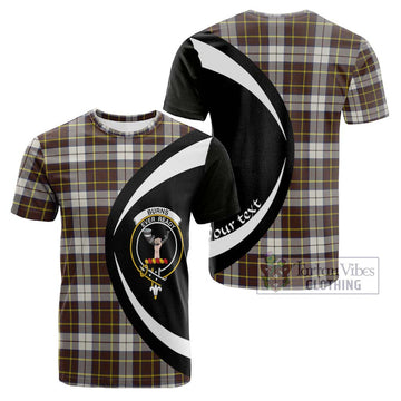 Burns Battalion Weathered Tartan Cotton T-shirt with Family Crest Circle Style