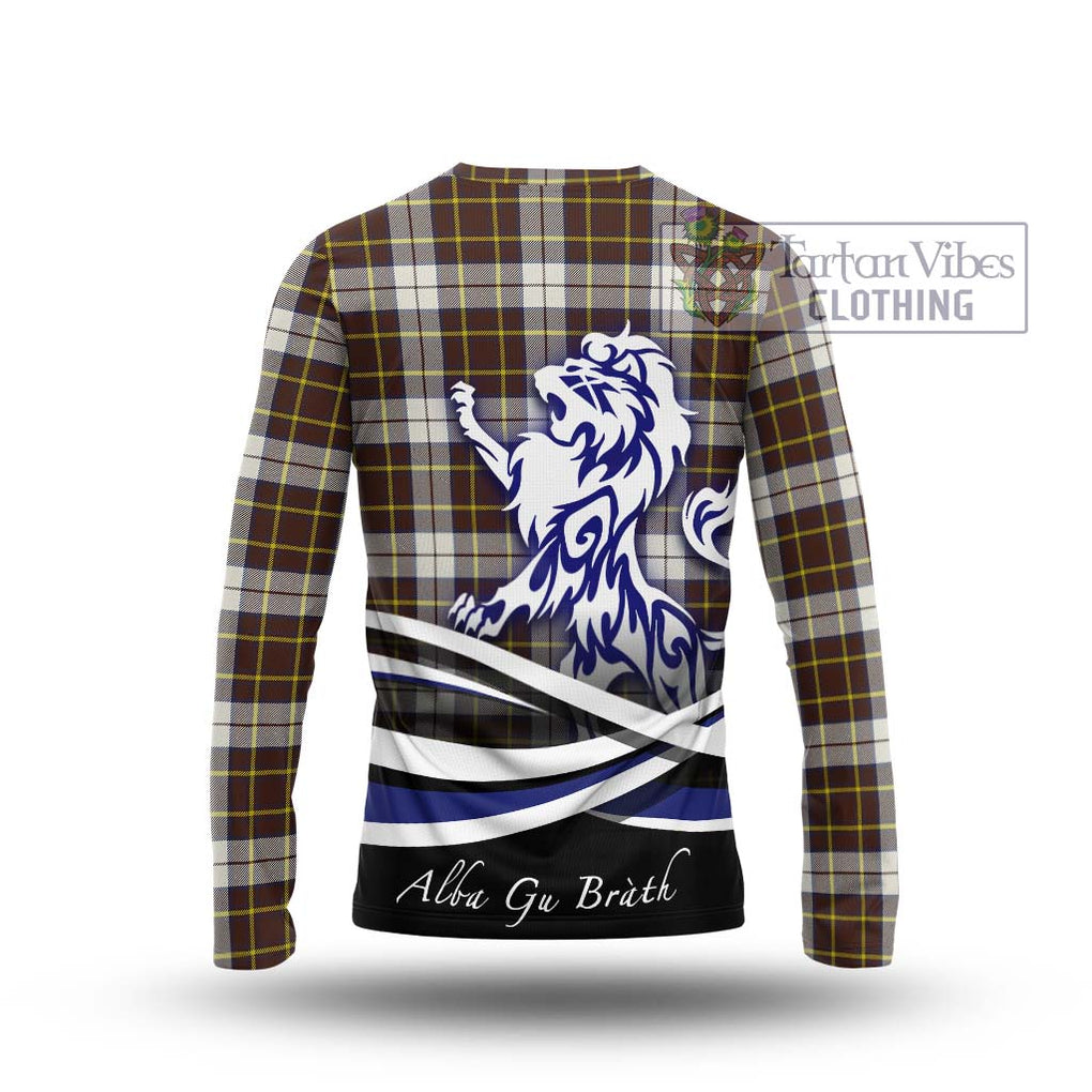 Burns Battalion Weathered Tartan Long Sleeve T-Shirt with Alba Gu Brath Regal Lion Emblem - Tartanvibesclothing Shop