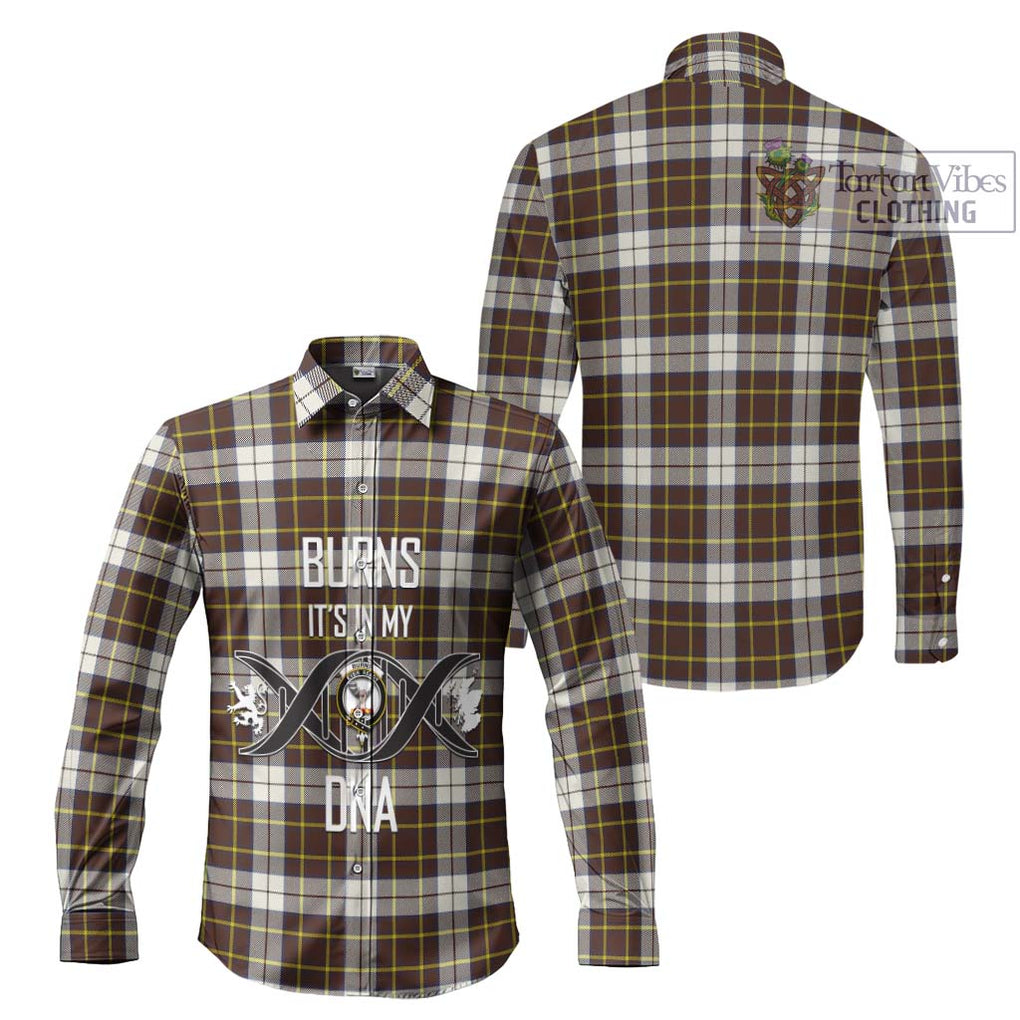 Burns Battalion Weathered Tartan Long Sleeve Button Shirt with Family Crest DNA In Me Style Men's Shirt - Tartanvibesclothing Shop