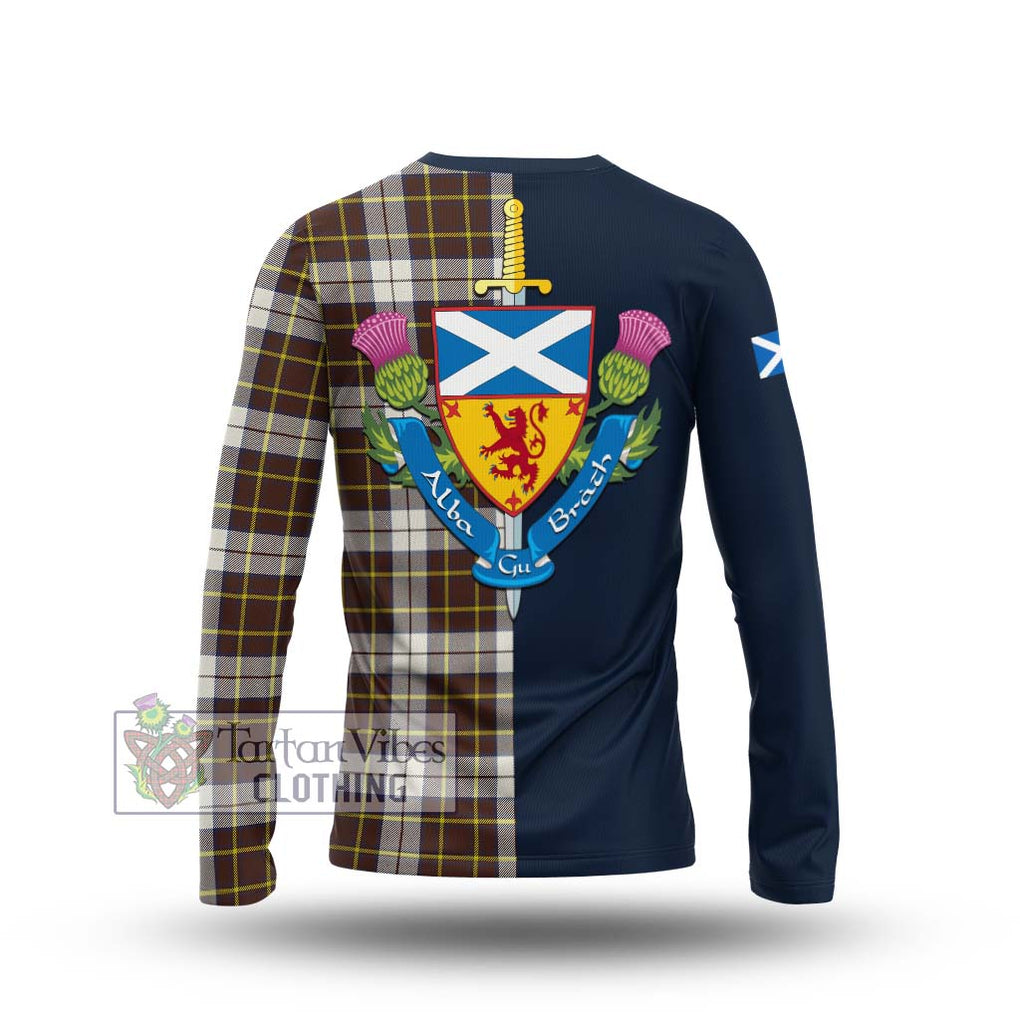 Tartan Vibes Clothing Burns Battalion Weathered Tartan Long Sleeve T-Shirt with Scottish Lion Royal Arm Half Style