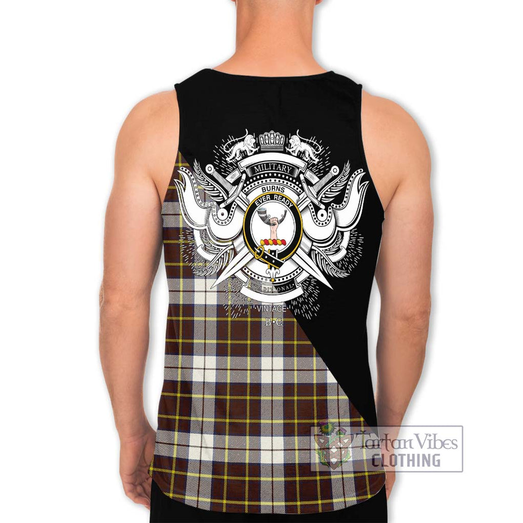 Burns Battalion Weathered Tartan Men's Tank Top with Family Crest and Military Logo Style - Tartanvibesclothing Shop