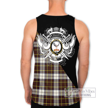 Burns Battalion Weathered Tartan Men's Tank Top with Family Crest and Military Logo Style