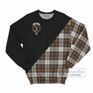 Burns Battalion Weathered Tartan Sweatshirt with Family Crest and Military Logo Style