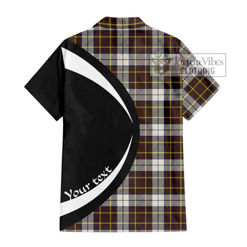 Burns Battalion Weathered Tartan Short Sleeve Button Up with Family Crest Circle Style