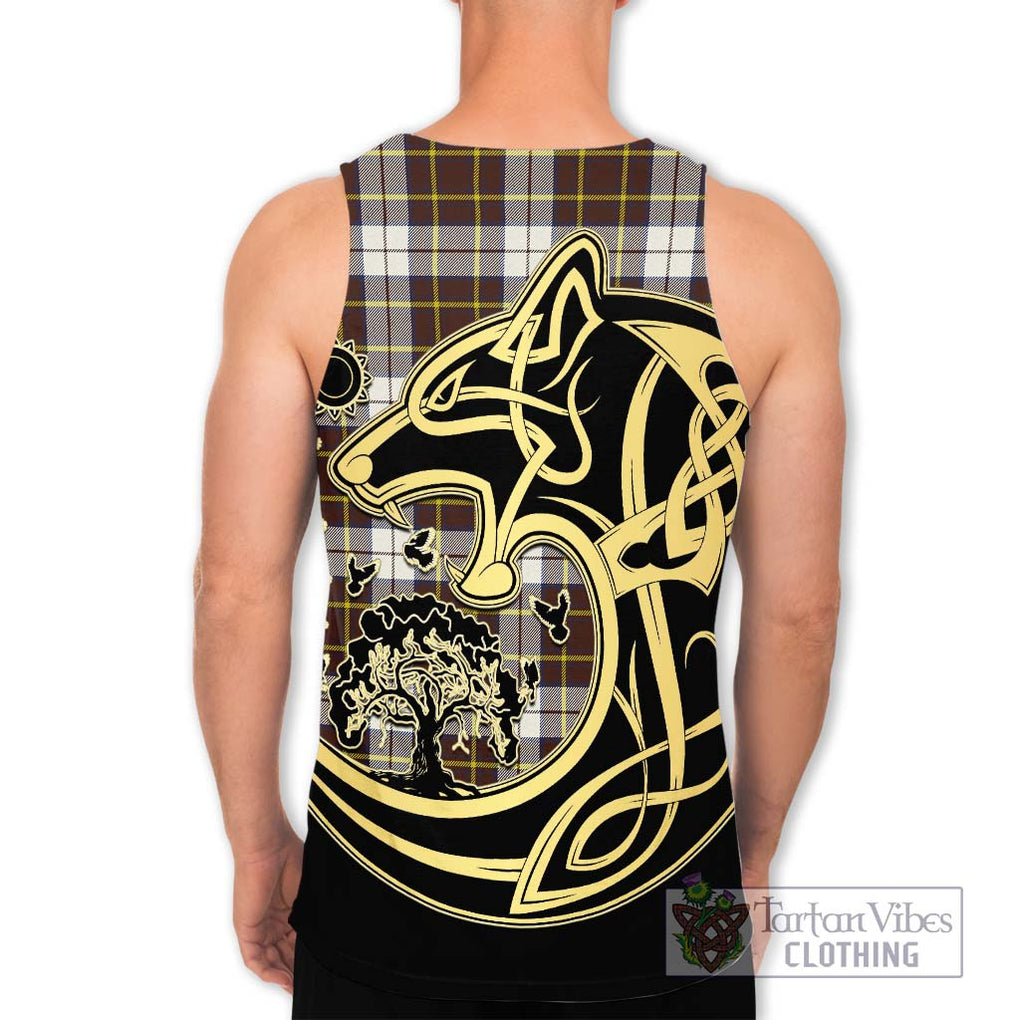 Burns Battalion Weathered Tartan Men's Tank Top with Family Crest Celtic Wolf Style - Tartan Vibes Clothing