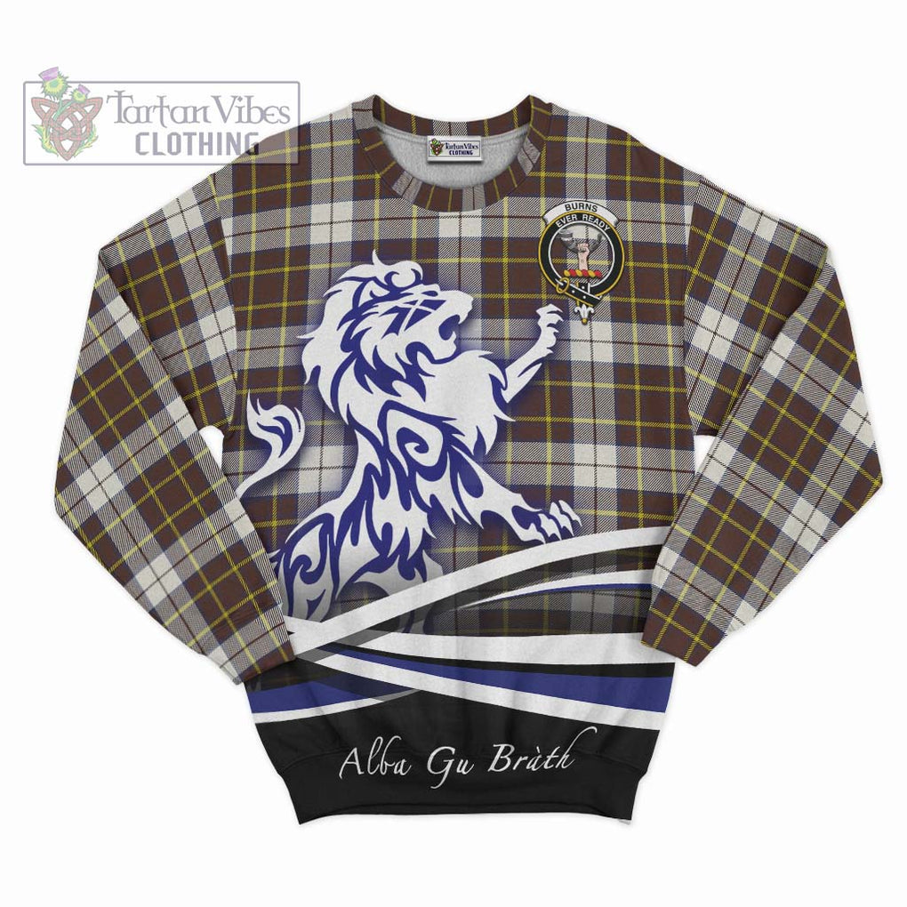 Burns Battalion Weathered Tartan Sweatshirt with Alba Gu Brath Regal Lion Emblem - Tartanvibesclothing Shop