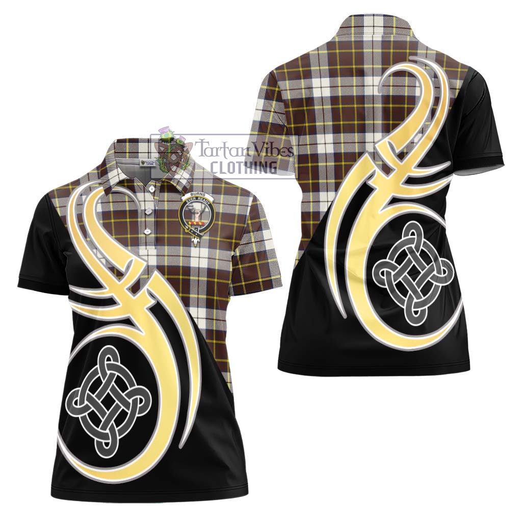 Burns Battalion Weathered Tartan Women's Polo Shirt with Family Crest and Celtic Symbol Style - Tartan Vibes Clothing