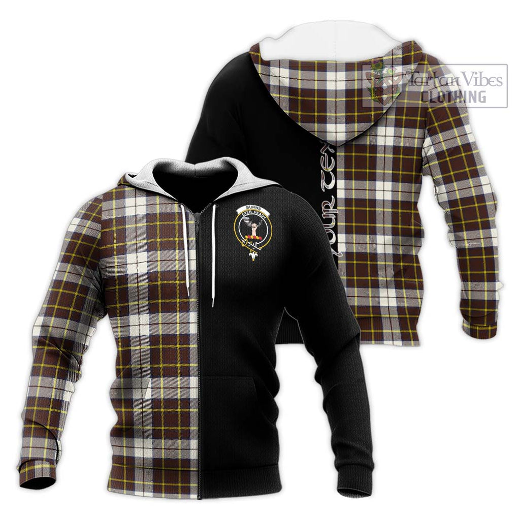 Burns Battalion Weathered Tartan Knitted Hoodie with Family Crest and Half Of Me Style Unisex Knitted Zip Hoodie - Tartanvibesclothing Shop