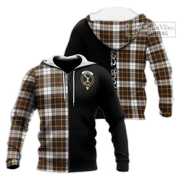 Burns Battalion Weathered Tartan Knitted Hoodie with Family Crest and Half Of Me Style