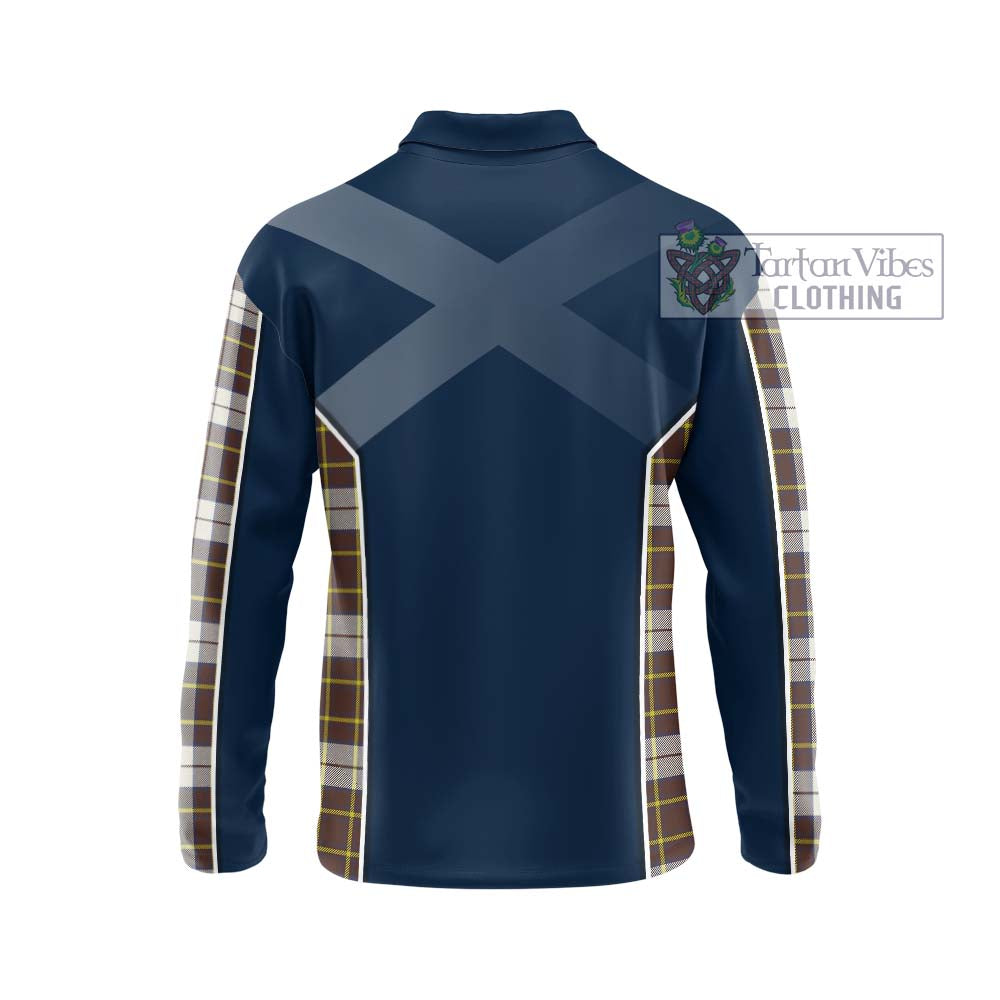 Burns Battalion Weathered Tartan Long Sleeve Polo Shirt with Family Crest and Lion Rampant Vibes Sport Style - Tartan Vibes Clothing