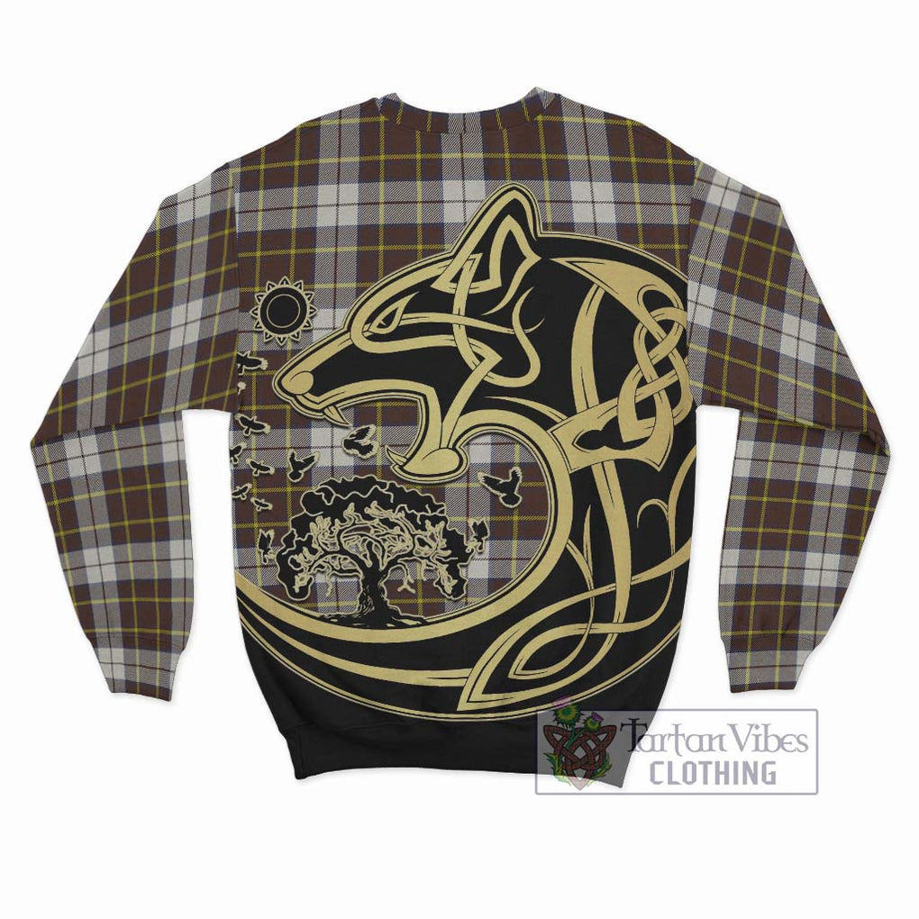 Burns Battalion Weathered Tartan Sweatshirt with Family Crest Celtic Wolf Style - Tartan Vibes Clothing