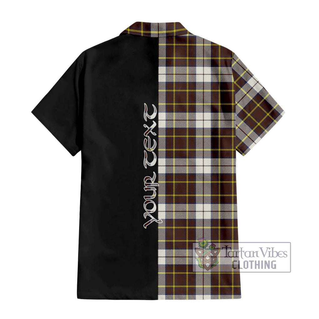 Burns Battalion Weathered Tartan Short Sleeve Button Shirt with Family Crest and Half Of Me Style - Tartanvibesclothing Shop