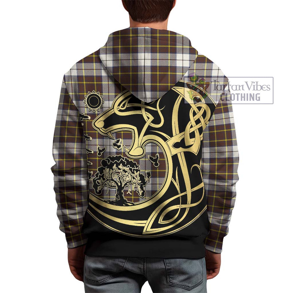 Burns Battalion Weathered Tartan Hoodie with Family Crest Celtic Wolf Style - Tartan Vibes Clothing