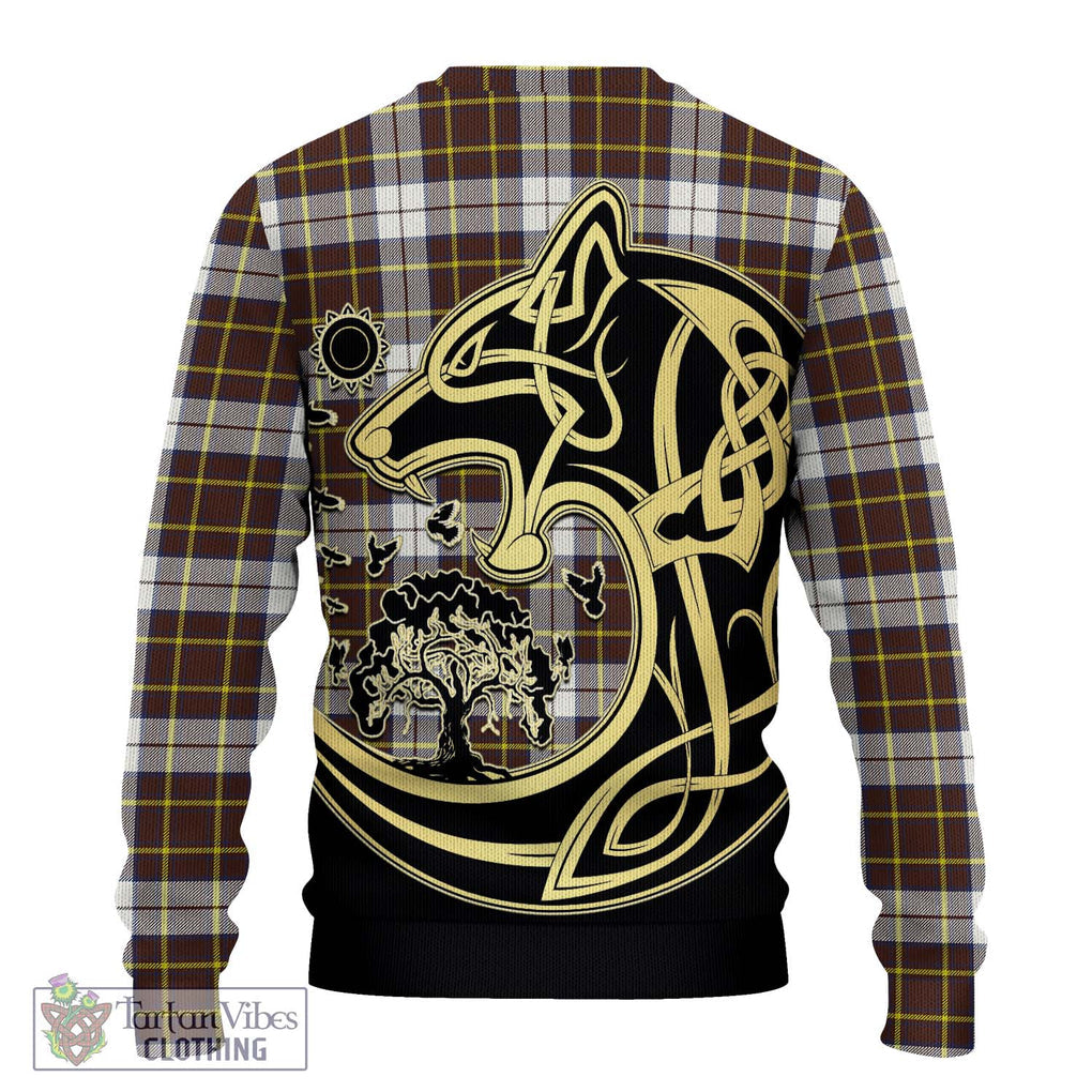 Burns Battalion Weathered Tartan Knitted Sweater with Family Crest Celtic Wolf Style - Tartan Vibes Clothing