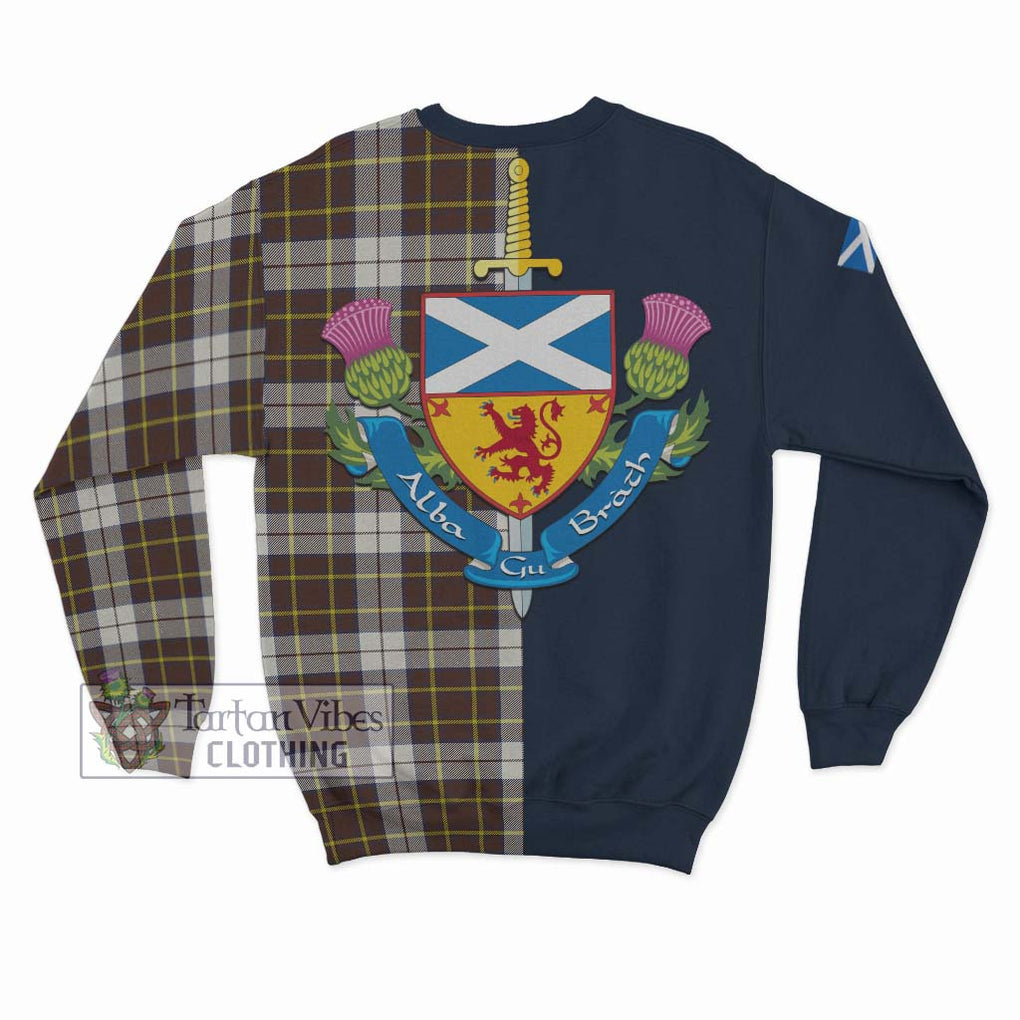 Tartan Vibes Clothing Burns Battalion Weathered Tartan Sweatshirt with Scottish Lion Royal Arm Half Style