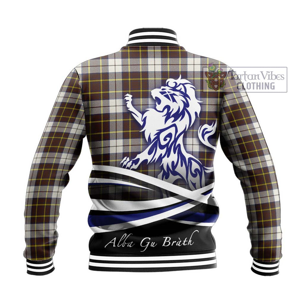 Burns Battalion Weathered Tartan Baseball Jacket with Alba Gu Brath Regal Lion Emblem - Tartanvibesclothing Shop