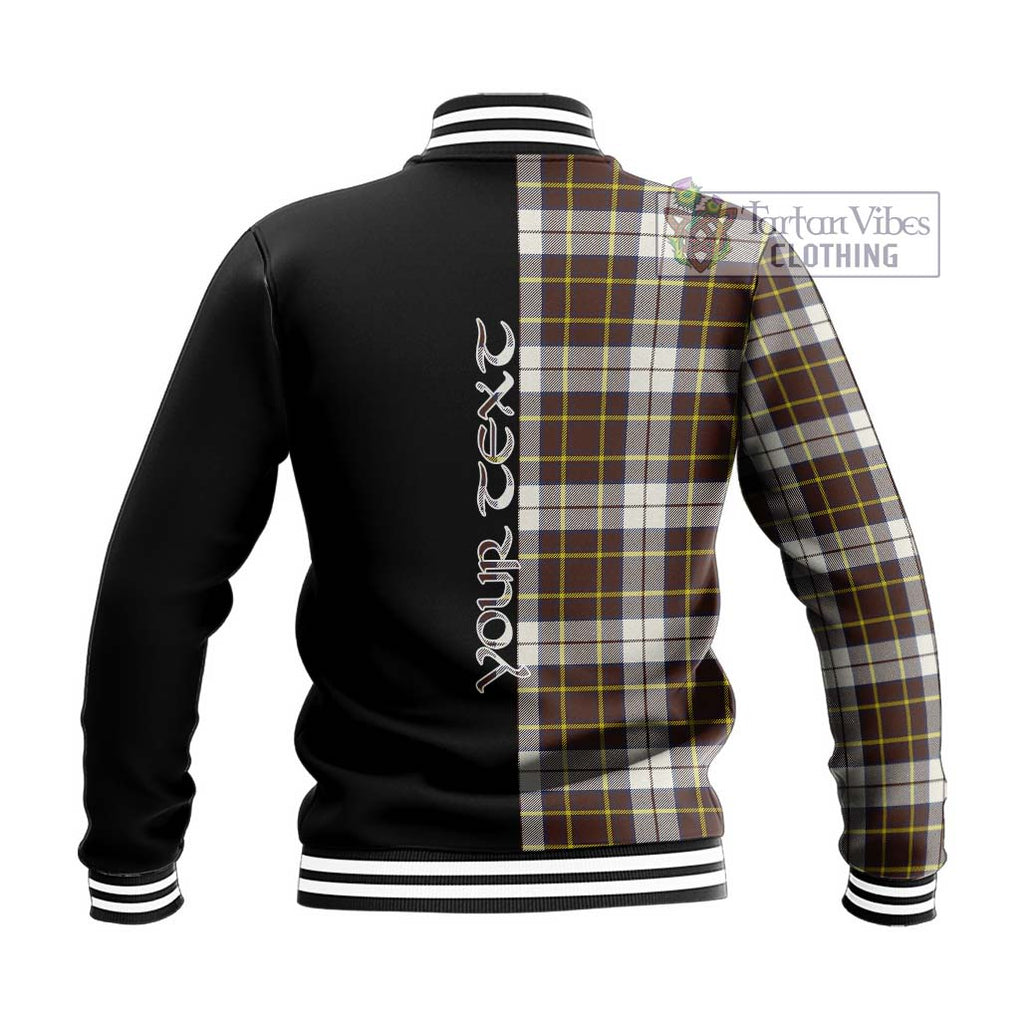 Burns Battalion Weathered Tartan Baseball Jacket with Family Crest and Half Of Me Style - Tartanvibesclothing Shop