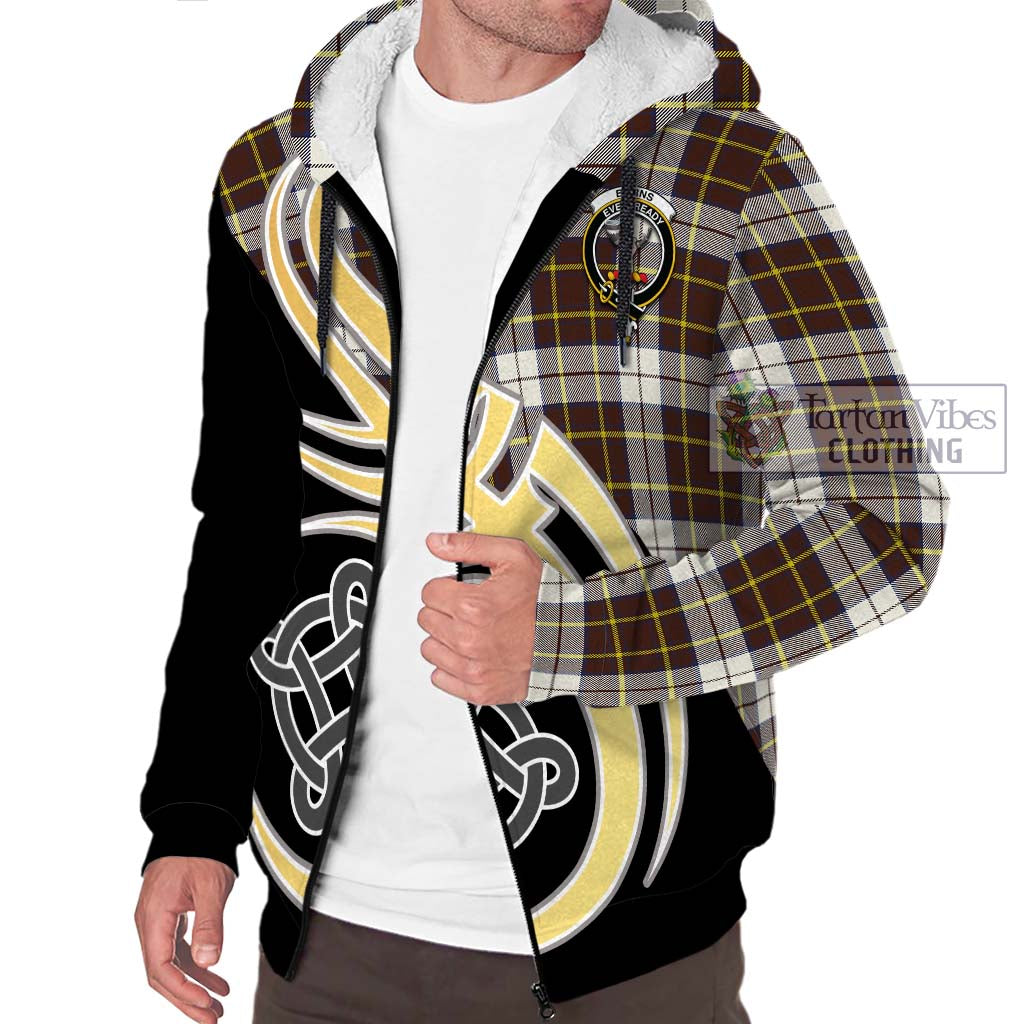 Burns Battalion Weathered Tartan Sherpa Hoodie with Family Crest and Celtic Symbol Style - Tartan Vibes Clothing