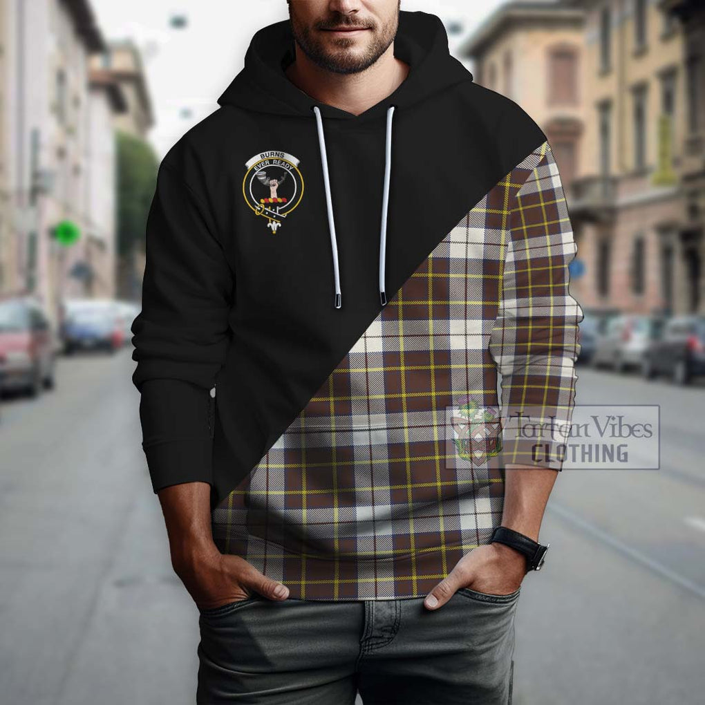 Burns Battalion Weathered Tartan Hoodie with Family Crest and Military Logo Style - Tartanvibesclothing Shop