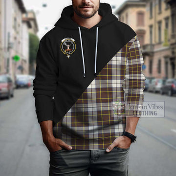 Burns Battalion Weathered Tartan Hoodie with Family Crest and Military Logo Style