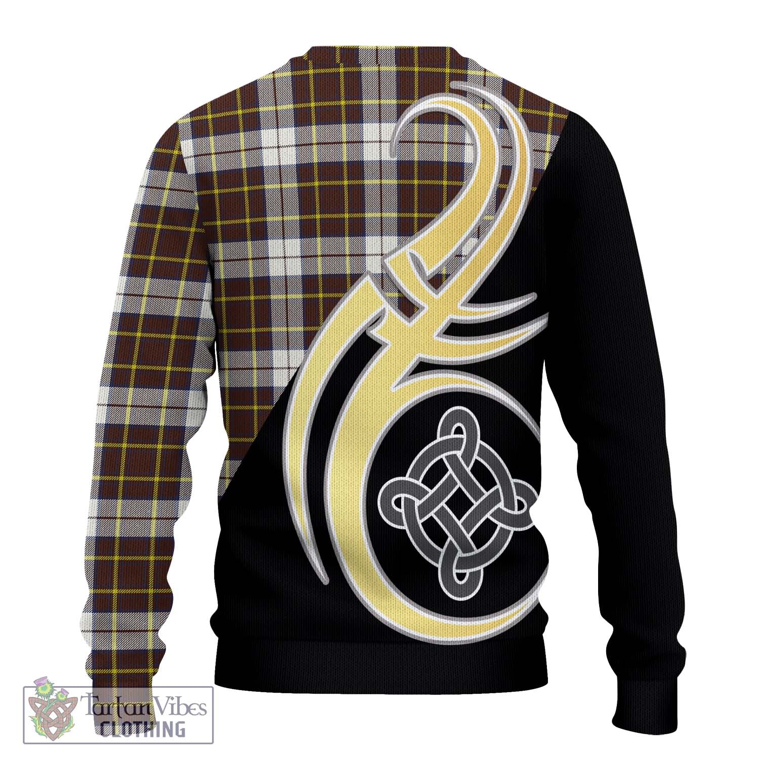 Burns Battalion Weathered Tartan Knitted Sweater with Family Crest and Celtic Symbol Style - Tartan Vibes Clothing