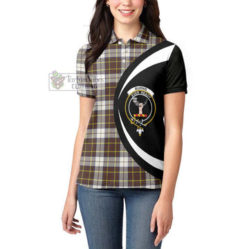 Burns Battalion Weathered Tartan Women's Polo Shirt with Family Crest Circle Style