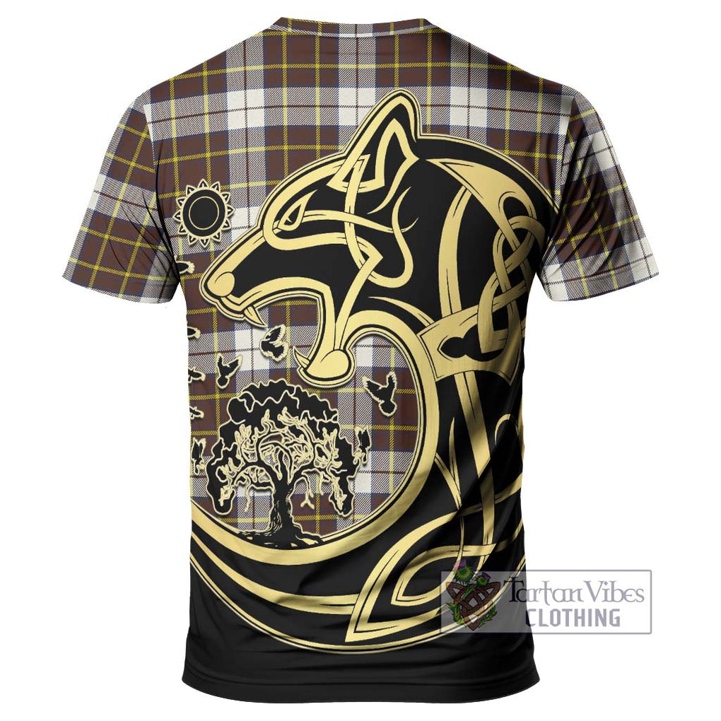 Burns Battalion Weathered Tartan T-Shirt with Family Crest Celtic Wolf Style - Tartan Vibes Clothing