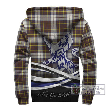 Burns Battalion Weathered Tartan Sherpa Hoodie with Alba Gu Brath Regal Lion Emblem