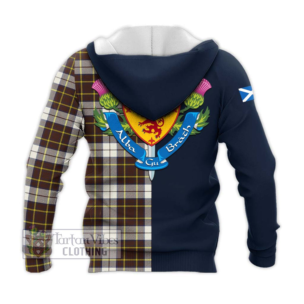 Tartan Vibes Clothing Burns Battalion Weathered Tartan Knitted Hoodie with Scottish Lion Royal Arm Half Style